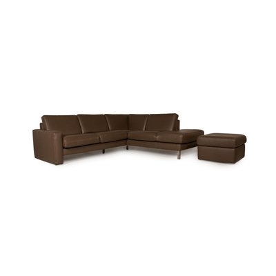 Brown Leather Sofa With Stool From, Mini Leather Sofa