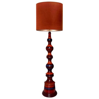 Large Ceramic Floor Lamp With New Silk, Distressed Floor Lamp