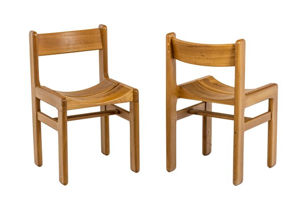 Blond Elm By Alain Gaubert 1970s, Dining Room Chairs With Arms For Elderly