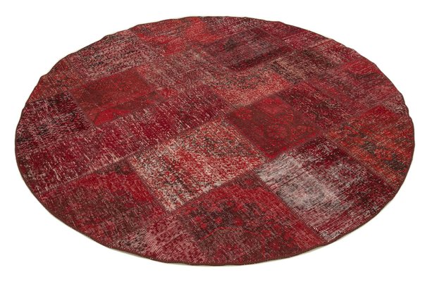 Round Red Patchwork Rug For At Pamono, Round Red Rug