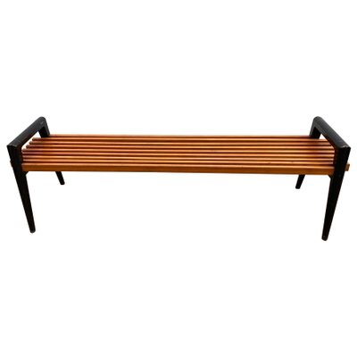 Mid Century Wooden Bench Italy 1950s, Wooden Bench Description