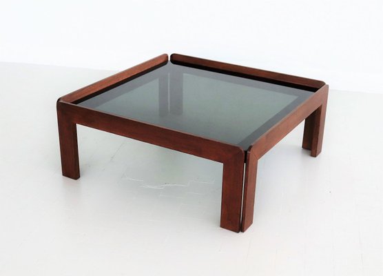 Wood and glass square coffee table top