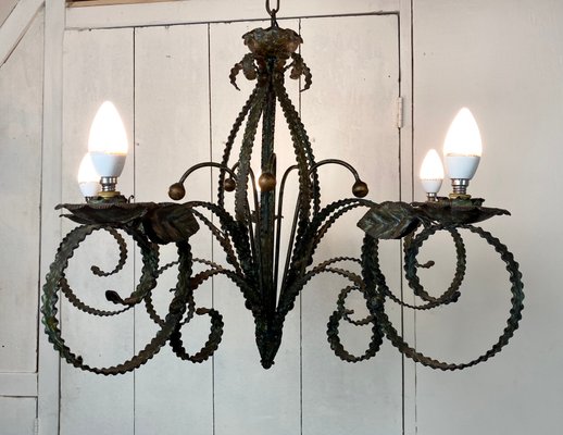 Small wrought store iron chandelier