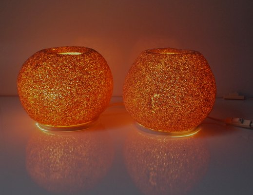 lamparas para mesita de noche de fibra de vidrio anos 70 juego de 2