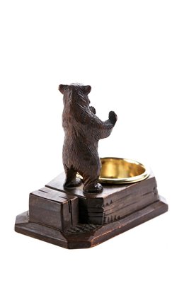 Antique Black Forest Carved wooden Bear Match box holder