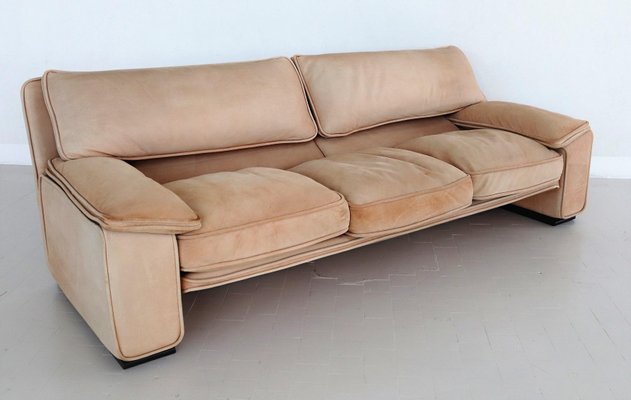 Mid Century Italian Nappa Leather Sofa, Full Grain Leather Sofa Sleeper