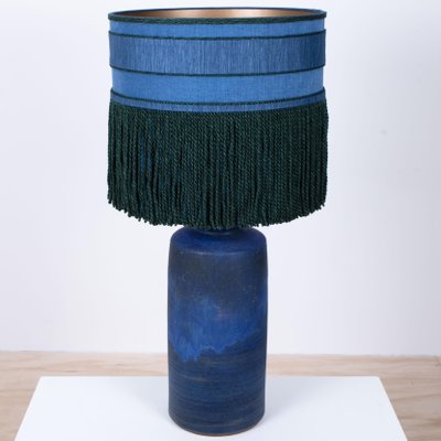 Large Ceramic Table Lamps With Custom, Ero Blue Velvet Shade Table Desk Lamp Large