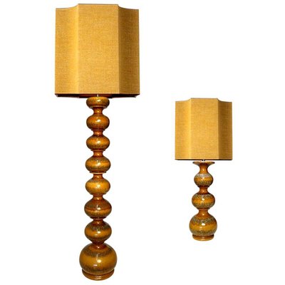Large Ceramic Lamps With New Silk Custom Made Lampshades By René Houben Set Of 2 For At Pamono Large Ceramic Lamps With New Silk, Custom Lamp Shades Made To Order
