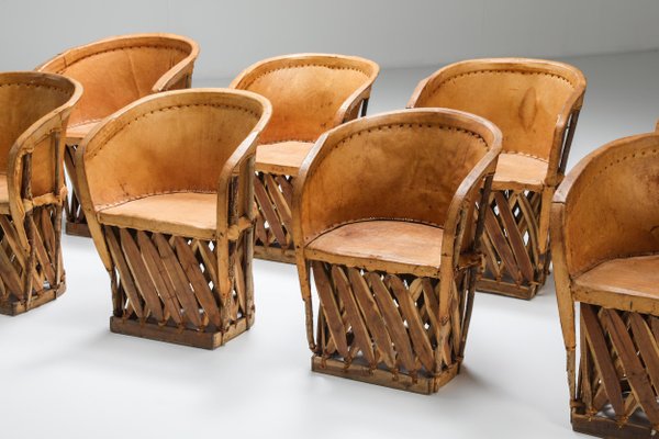 Mexican Art Populaire Dining Chair By, Mexican Leather And Wood Chairs