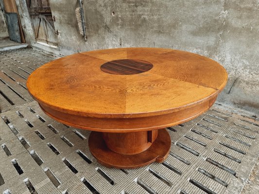 Art Deco Round Oak Dining Table For At Pamono Art Deco Round Oak Dining Table For, Round Table 15
