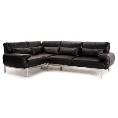 Black Leather Plura Sofa By Rolf Benz, Black Leather Sofa With Chaise Lounge