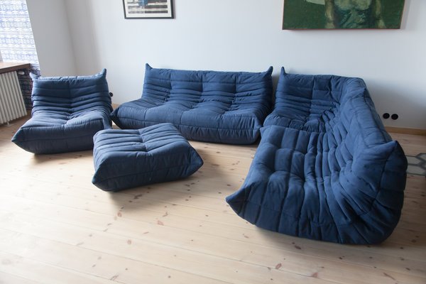 Navy Blue Microfibre Togo Living Room, Navy Blue Living Room Set