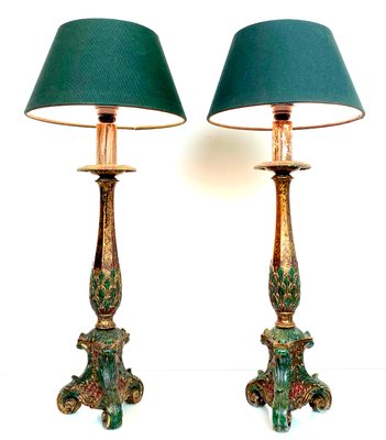 fly bevægelse Ensomhed Vintage Baroque Style Multicolored Table Lamps, 1970s, Set of 2 for sale at  Pamono