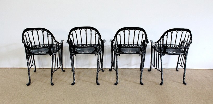 Cast Iron Chairs 1970s Set Of 4 For, Black Cast Iron Dining Chairs