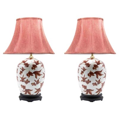 Red Fish Lamps Half of 20th Century Set of 2