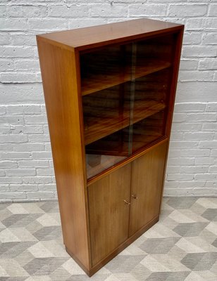 Tall Slim Vintage Cabinet Or Bookcase, Tall Slim Bookcase With Glass Doors