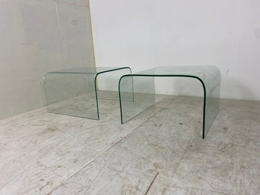 Vintage glass waterfall coffee table top