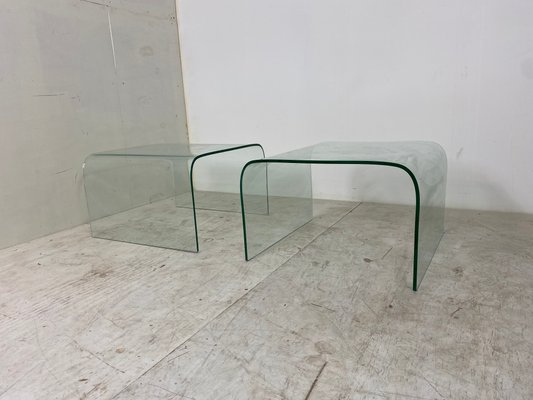 Vintage glass waterfall coffee table online