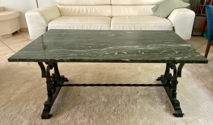 Wrought iron coffee table 2024 with marble top