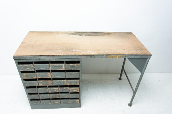 Wood and outlet iron writing desk