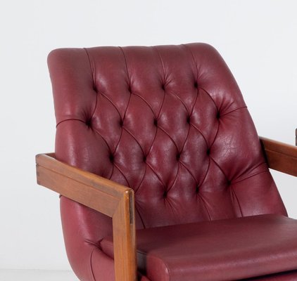 Bauhaus Teak Leather Library Study, Leather Library Chairs