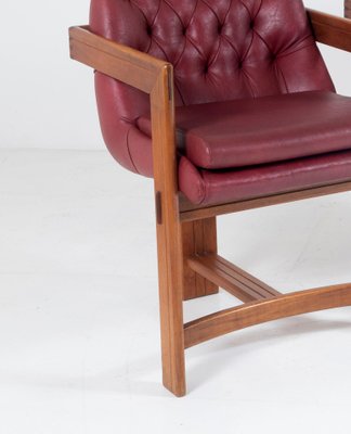 Bauhaus Teak Leather Library Study Chairs 1930s Set of 2 for