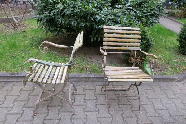 Antique Patinated Cast Iron Garden, Cast Iron Outdoor Furniture Antique