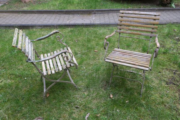 Antique Patinated Cast Iron Garden Chairs With Scroll Arms Set Of 2 For At Pamono Antique Patinated Cast Iron Garden, Outdoor Metal Chairs With Arms