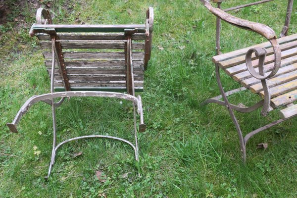 Antique Patinated Cast Iron Garden Chairs With Scroll Arms Set Of 2 For At Pamono Antique Patinated Cast Iron Garden, Outdoor Metal Chairs With Arms