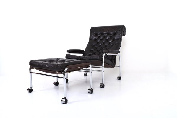 Chrome Lounge Chair Footstool Set, Ikea Leather Chair