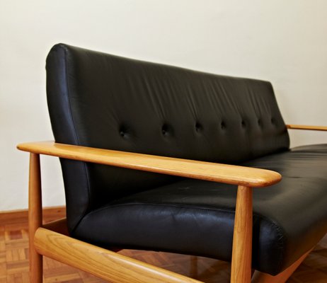 Scandinavian Leather Sofa 1950s