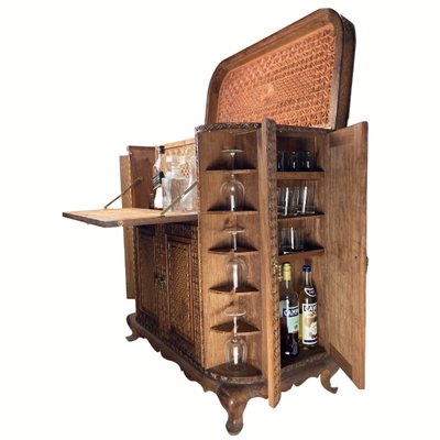 Vintage Steamer Trunk Wine Bar Cabinet