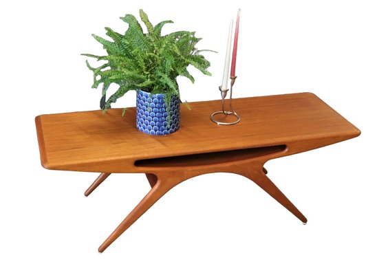 Large Smile Coffee Table in Teak by Johannes Andersen for CFC Silkeborg 1960s for sale at Pamono