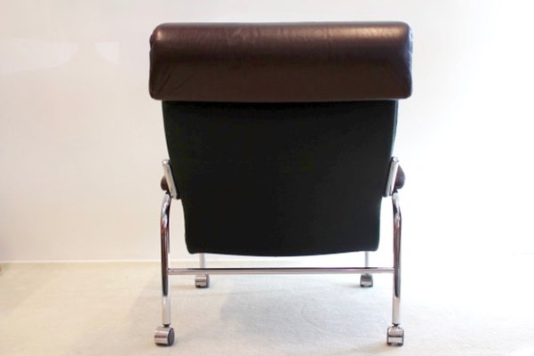 Vintage Bore Leder Sessel Mit Fusshocker Von Noboru Nakamura Fur