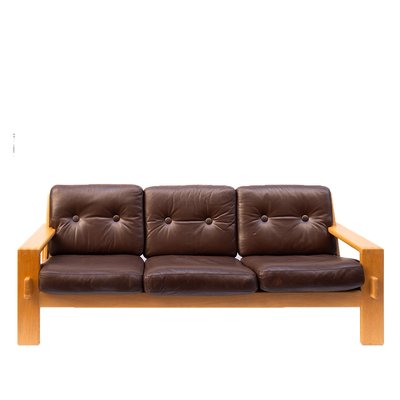 Vintage Oak Leather Bonanza Sofa By Esko Pajamies