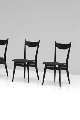 Black Ebonized Wood Dining Chairs 1970s Set Of 4 For Sale At Pamono