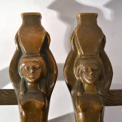 Poignées De Porte En Bronze Massif – 2 Anges, 32 Cm, Finition Cuivre, Fait Main En Inde