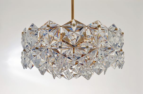 3 Tiered Pendant Lamp With 46 Faceted Crystals And Gilt Brass - 3 Tiered Pendant Light 3 Tiered Pendant Lamp With 46 Faceted Crystals And Gilt Brass - 3 Tiered Pendant Light
