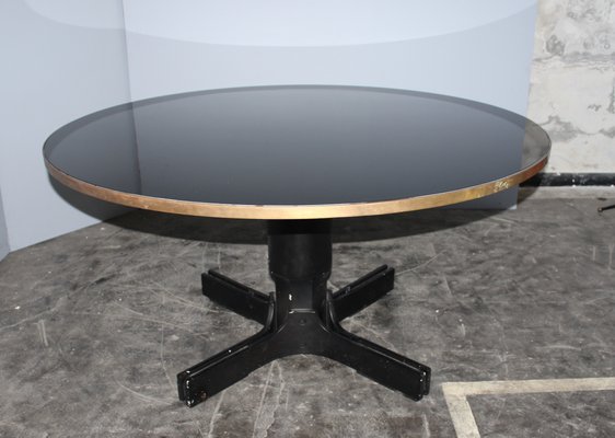 Mid Century Italian Round Black Glass, Black Round Glass Dining Table