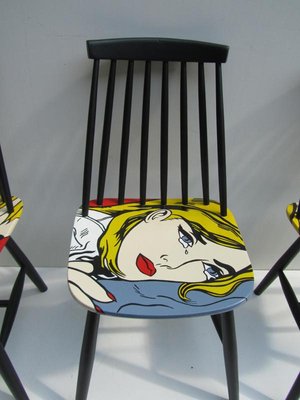 Hand Painted Pop Art Chairs From Pastoe 1960s Set Of 3 For Sale
