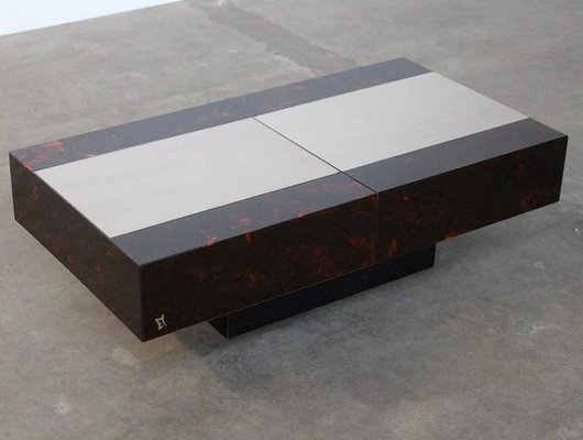 Tavolino Da Caffe Vintage Con Mobile Bar E Ante Scorrevoli In Vendita Su Pamono