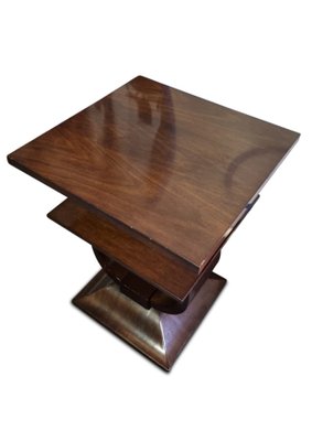 Art Deco Square Pedestal Accent Table with Plinth Support 1920s