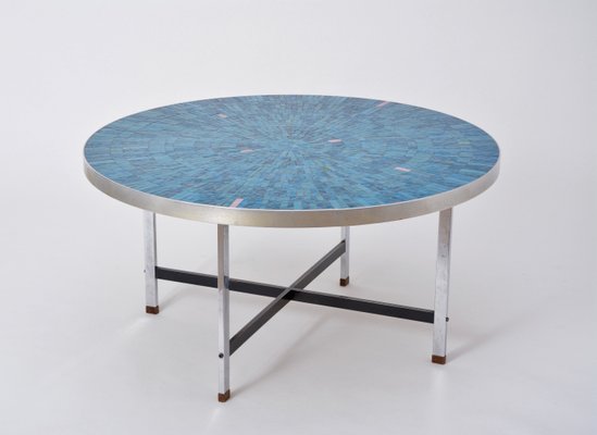 Blue German Mosaic Coffee Table By Berthold Muller Oerlinghausen