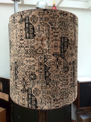 Large Table Lamp with Velvet Lampshade 1960s