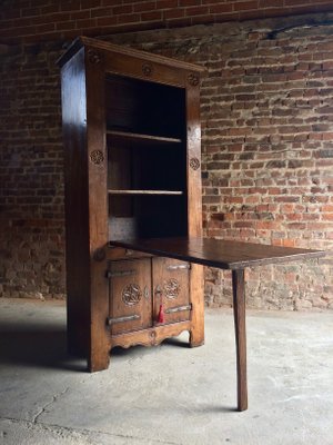 16th Century Dutch Solid Oak Cabinet Drop Down Table 1570s For