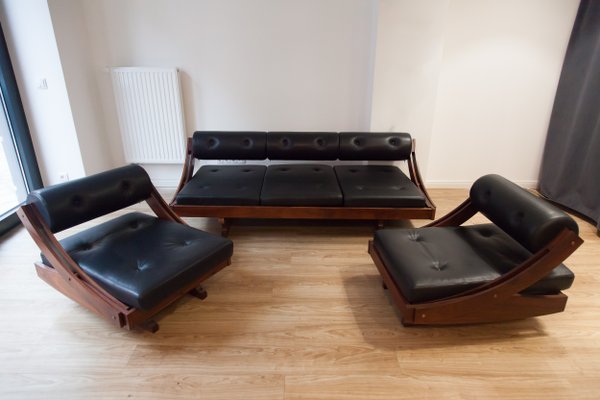 Vintage Sofa With 2 Armchairs By Gianni, Leather Sofa And 2 Armchairs