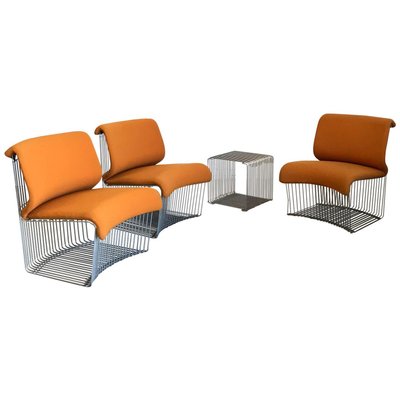 Side Table & 3 Pantonova Chairs by Verner Panton for Fritz Hansen