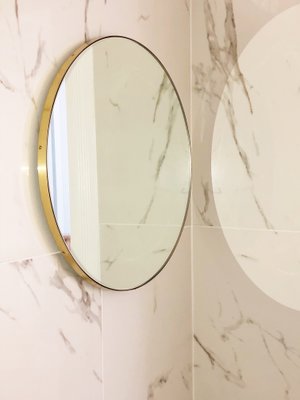 Extra Large Silver Orbis Round Mirror With Brass Frame By Alguacil Extra Large Silver Orbis Round Mirror