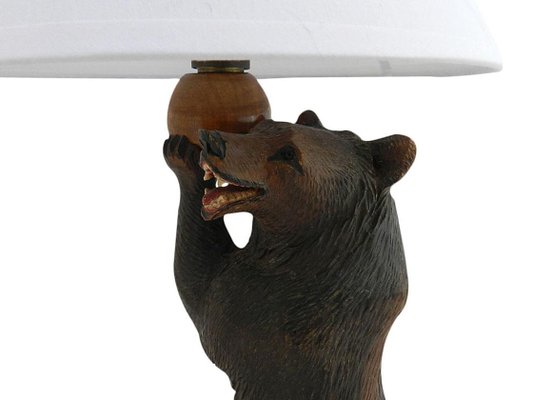 lampara de mesa alemana vintage con oso en forma de oso de madera anos 20