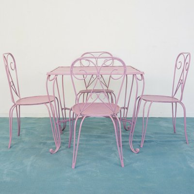 Vintage Iron Garden Table Chairs Set, Metal Garden Table And Chair Sets